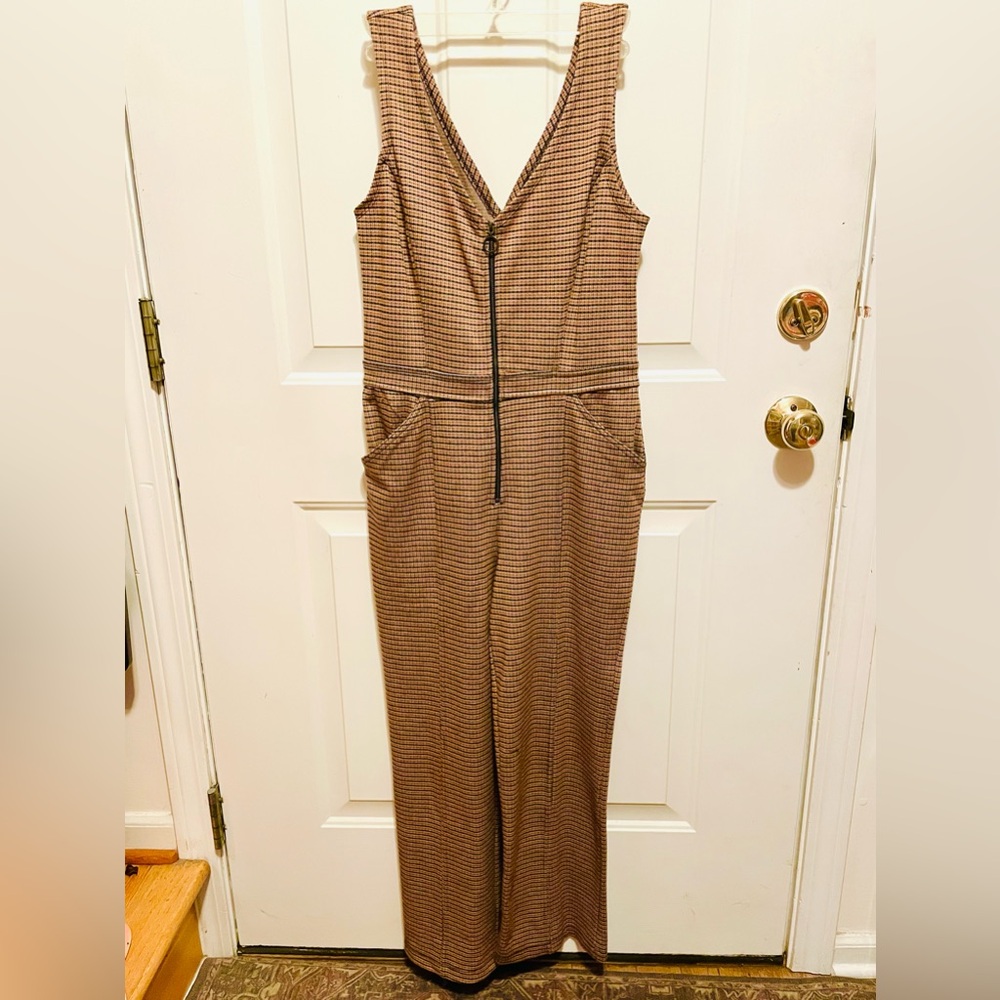Wild fable plaid retro V-neck zip front jumpsuit